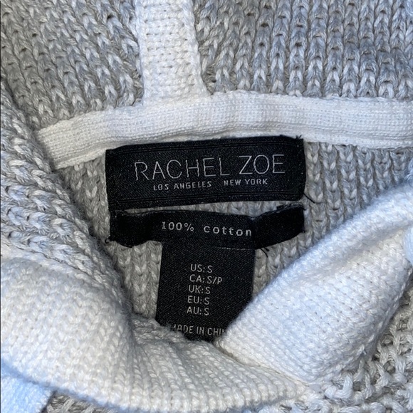 SOLD RACHEL ZOE Soft Cotton Chunky Knit Sweater with Hood Hoodie Hoody Warm Cozy - Picture 3 of 16